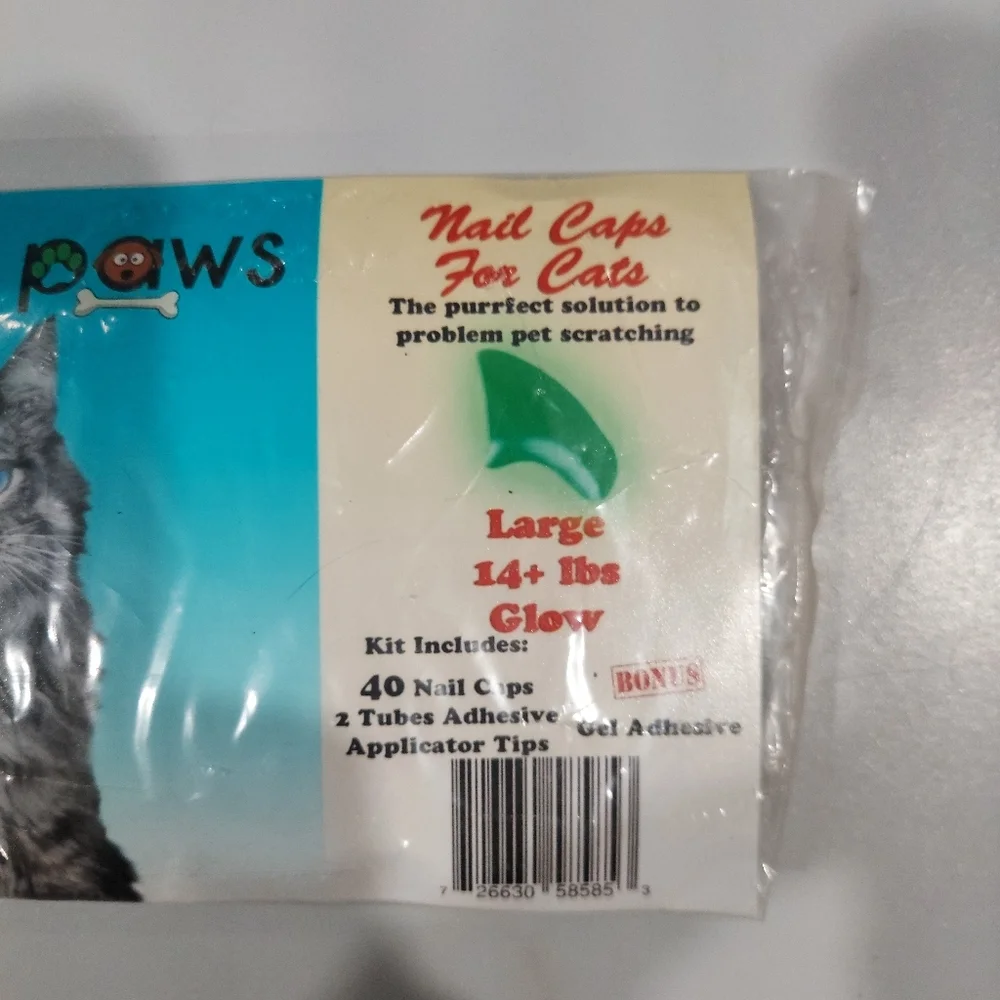 BRAND NEW PURRDY PAWS GLOW IN THE DARK NAIL CAPS FOR LARGE 14LB+ SAFE & HUMANE